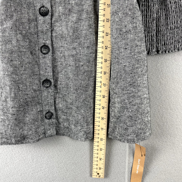 Reformation Gambino Harper Mini Dress Womens 6 Gray Puff Sleeve Smocked NWT - Picture 9 of 16